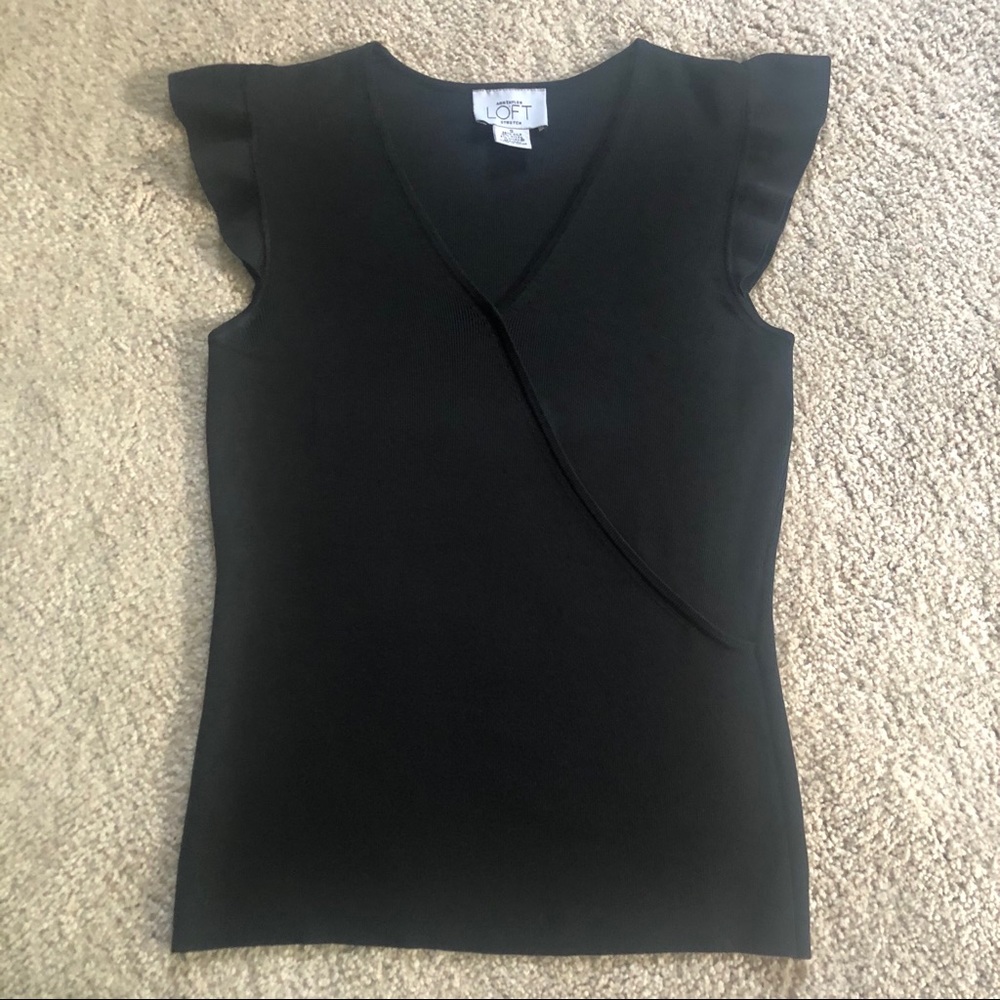 Black LOFT sleeveless v-neck fitted sweater top S